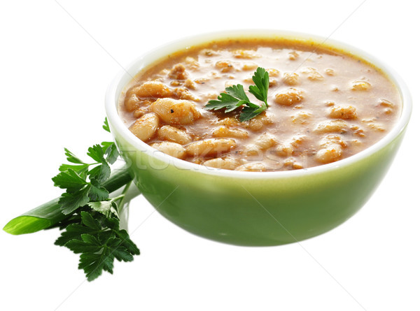 Sopa de feijão tigela prato carne alimentação cenoura Foto stock © saddako2