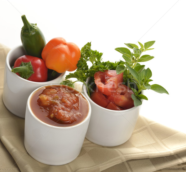 Friss salsa fehér edények étel piros Stock fotó © saddako2
