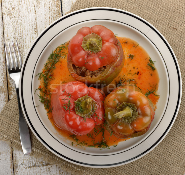 Gefüllt süß Paprika Essen rot Platte Stock foto © saddako2