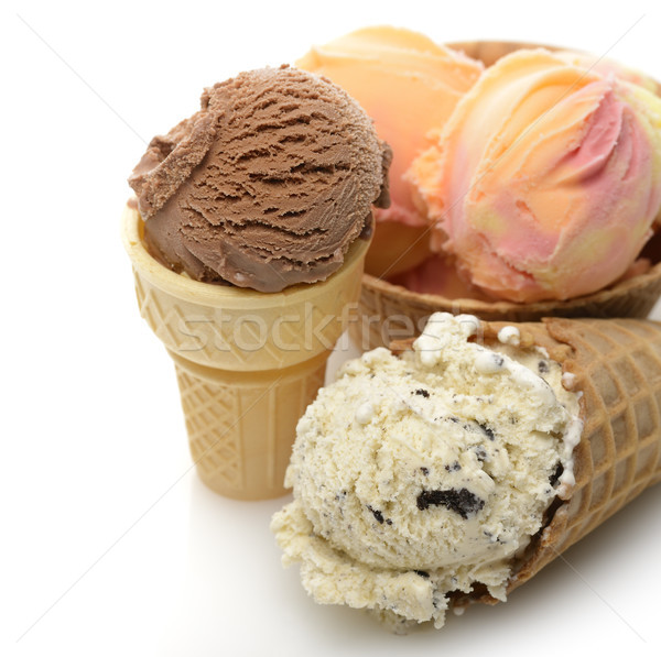 Fagylalt válogatás ostya étel közelkép fehér háttér Stock fotó © saddako2