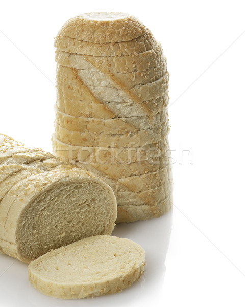 Сток-фото: белый · хлеб · буханка · кунжут · Cut · продукт