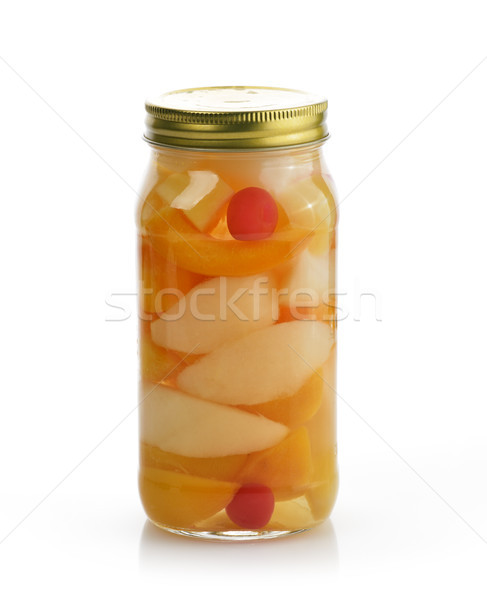 Stockfoto: Vruchten · jar · witte · vruchten · glas