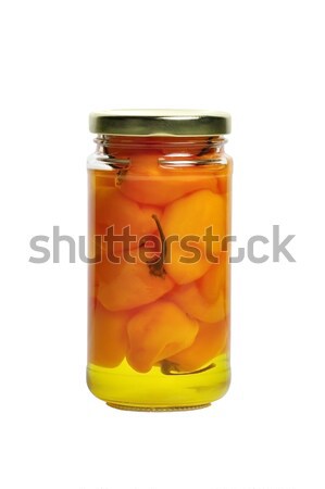 Jar hot cayenne paprika geïsoleerd witte Stockfoto © saddako2