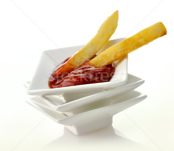 Сток-фото: картофель · фри · кетчуп · белый · продовольствие · есть