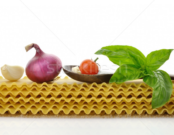 Lasagna condimente alb lingură legume Imagine de stoc © saddako2