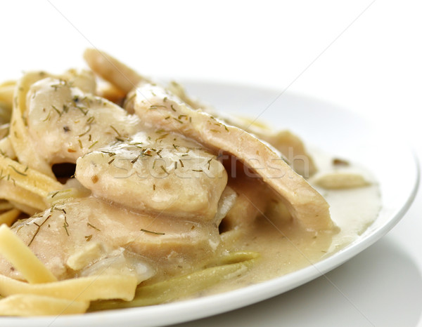 Stock photo: chicken with spinach pasta