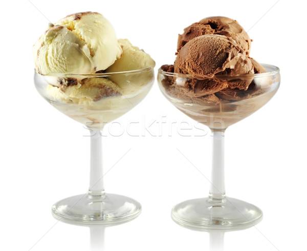 Fagylalt csokoládé vanília üveg edények étel Stock fotó © saddako2
