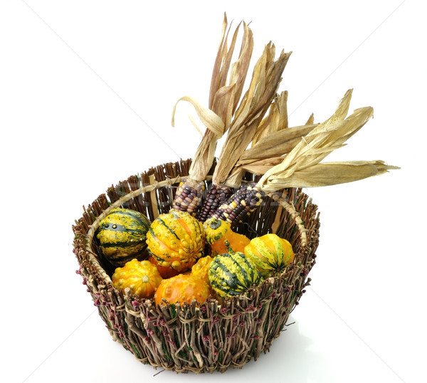 Dekoracyjny miąższ kolorowy kukurydza koszyka Zdjęcia stock © saddako2