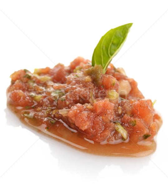Proaspăt salsa alb alimente tomate fundal alb Imagine de stoc © saddako2