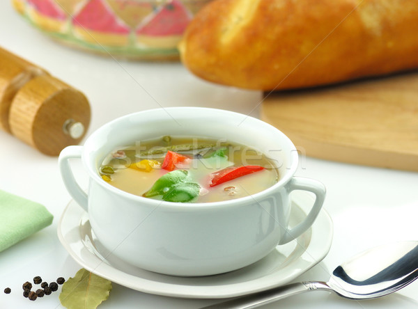Groentesoep witte soep beker gezondheid groene Stockfoto © saddako2
