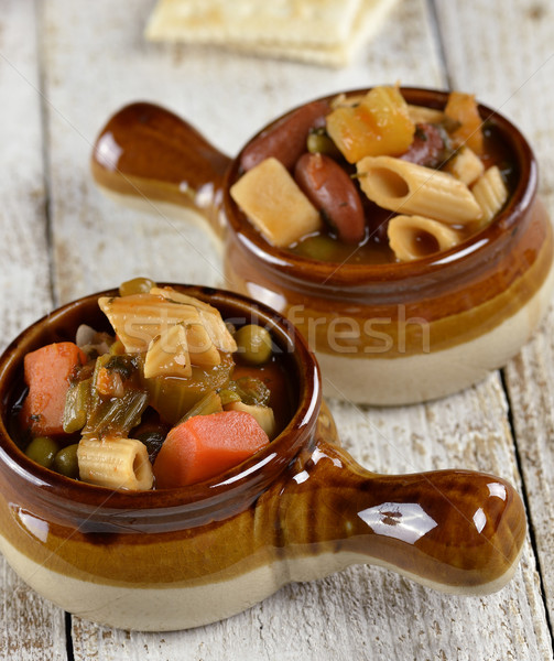 蔬菜湯 意大利的 麵食 杯 湯 商業照片 © saddako2