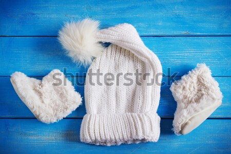 Stock fotó: Tél · baba · ruházat · kalap · sál · ujjatlan · kesztyűk