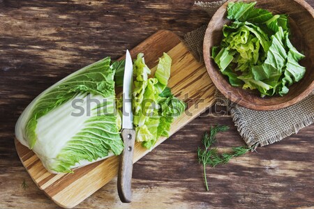 Taze Çin lahana eller kesmek eski Stok fotoğraf © saharosa