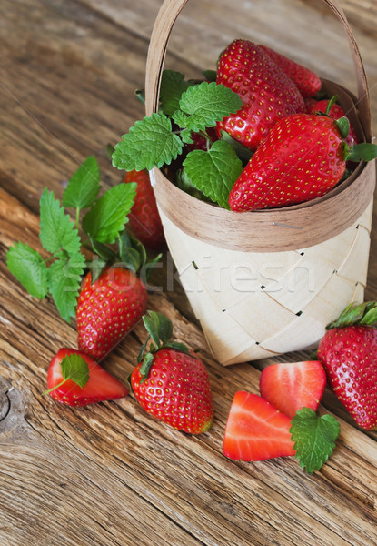 Stock photo: ripe strawberries in a basket