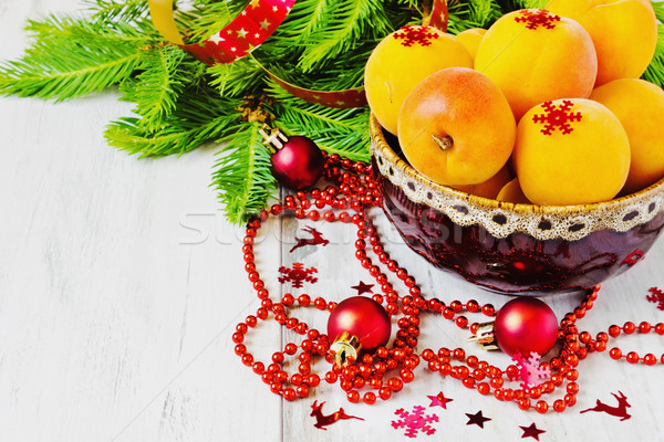 Navidad frutas frescos tazón decoraciones árbol de navidad Foto stock © saharosa