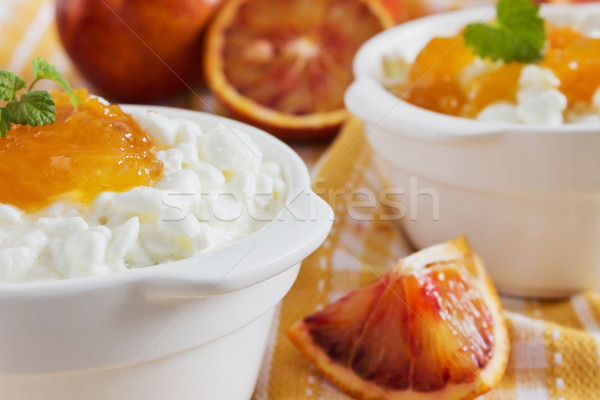 Naturelles organique fromage cottage orange confiture bol [[stock_photo]] © saharosa