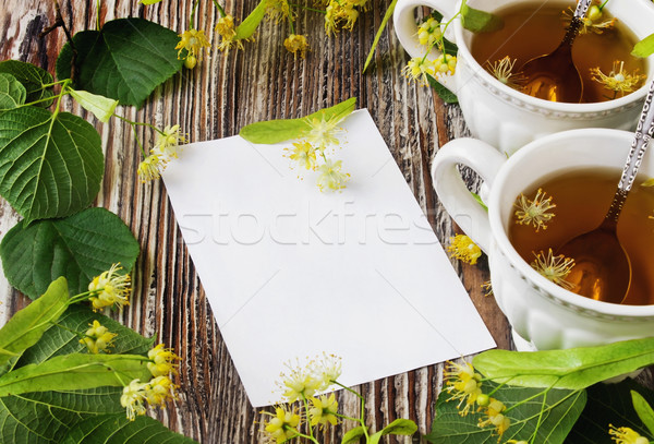  linden tea and blank paper Stock photo © saharosa