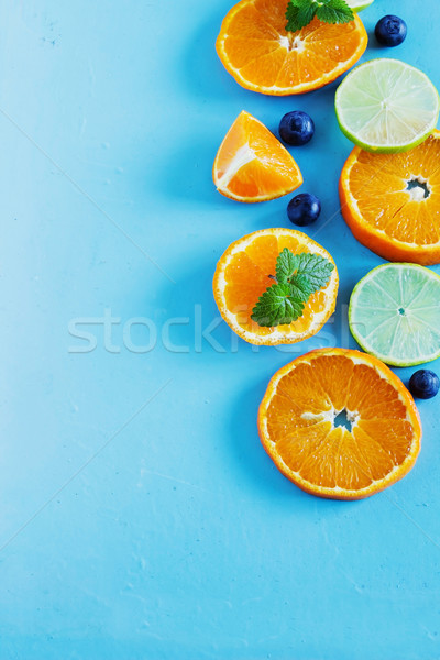 Citrus fruit Blauw houten dieet top Stockfoto © saharosa