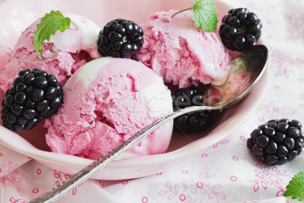 ice cream and blackberries Stock photo © saharosa