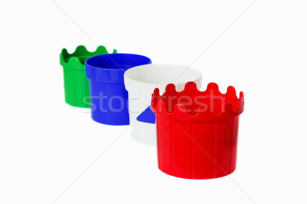 children multicolor plastic buckets Stock photo © saharosa