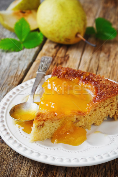 Körte pite darab torta lekvár közelkép Stock fotó © saharosa