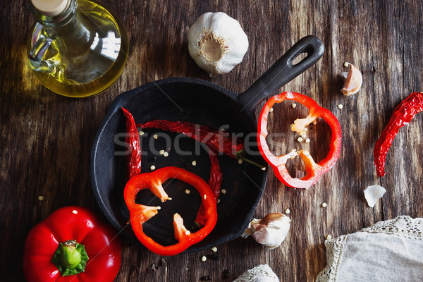 Ingrediënten hete saus verschillend zoete hot paprika Stockfoto © saharosa