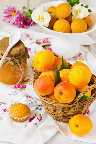 ripe apricots in the basket Stock photo © saharosa