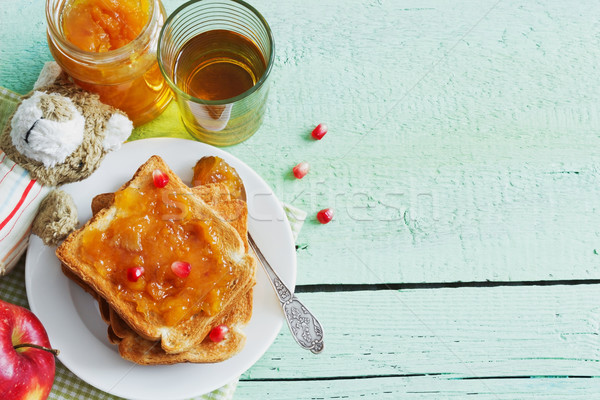 Nützlich Kinder Frühstück Toast Marmelade Obst Stock foto © saharosa