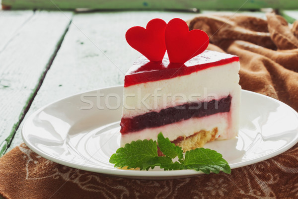 Peça bolo cortar mesa de madeira refeição Foto stock © saharosa