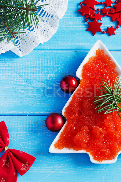 Foto stock: Vermelho · caviar · natal · tabela · decorativo · prato