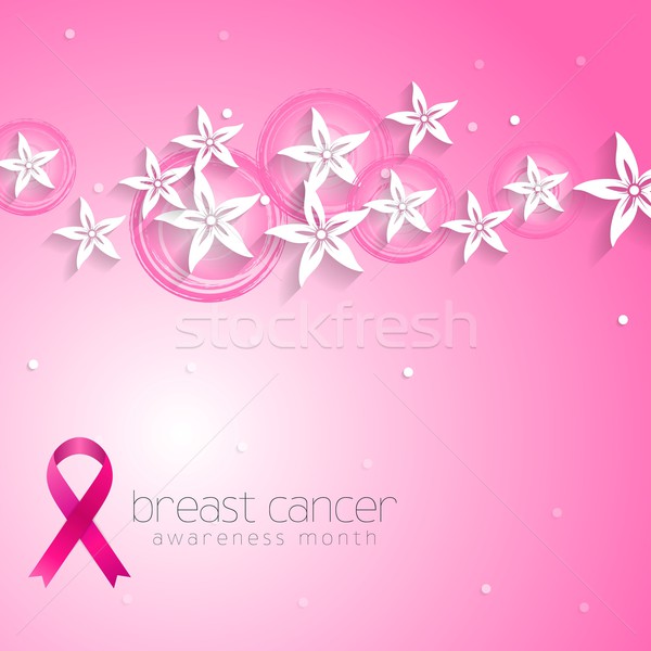 Stock photo: Flowers pink design and breast cancer awareness ribbon
