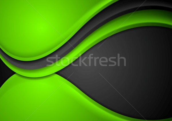 Foto stock: Verde · preto · abstrato · ondulado · vetor · projeto