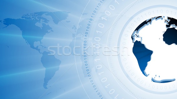 Technology background with binary code and globe Stock photo © saicle