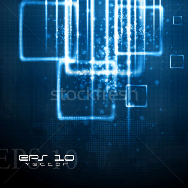 Stockfoto: Wereldkaart · vector · ontwerp · donkere · Blauw · technologie