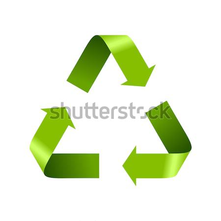 Green recycle logo sign isolated on white Stock photo © saicle