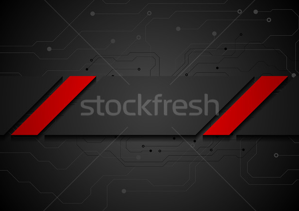 Contrast Rood zwarte tech corporate circuit board Stockfoto © saicle
