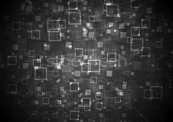 Zwarte abstract tech meetkundig pleinen vector Stockfoto © saicle