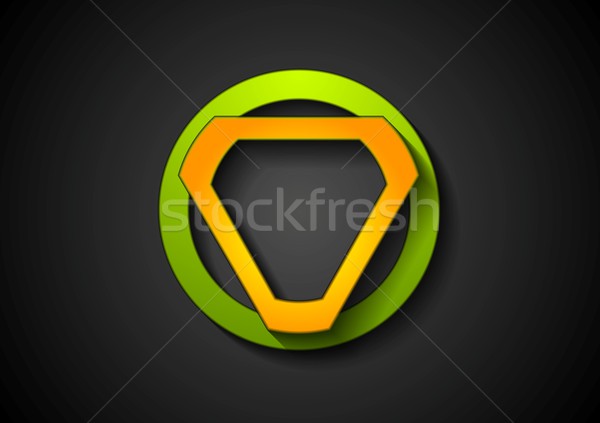 Stockfoto: Abstract · groene · oranje · meetkundig · logo-ontwerp · vector