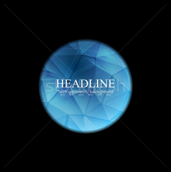 Blue polygonal round sphere on black background Stock photo © saicle