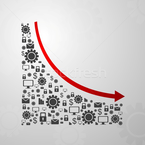 Abstract decline graph arrow with communication icons Stock photo © saicle