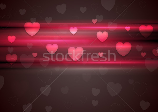 Dark pink glowing stripes and hearts background Stock photo © saicle