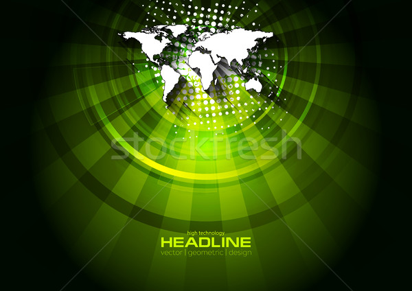 Dunkel grünen Technologie Weltkarte Grunge Halbton Stock foto © saicle