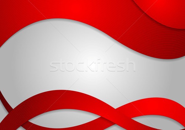Kırmızı kurumsal dalgalar gri vektör dizayn Stok fotoğraf © saicle