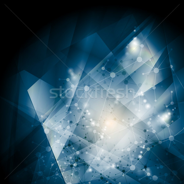 抽象 藍色 DNA 分子 結構 向量 商業照片 © saicle