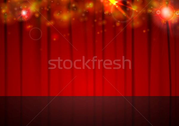 Vector background with red curtain and shiny lights Stock photo © saicle