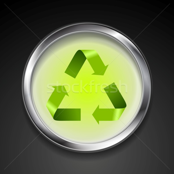 Metal button with green recycle logo sign Stock photo © saicle