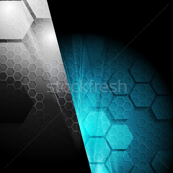 Dark contrast tech geometric background Stock photo © saicle