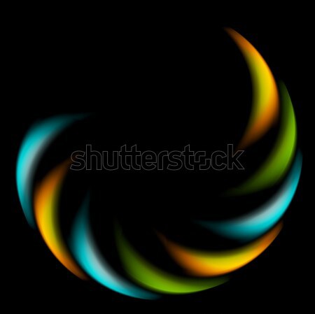 Colorful iridescent round logo on black background Stock photo © saicle