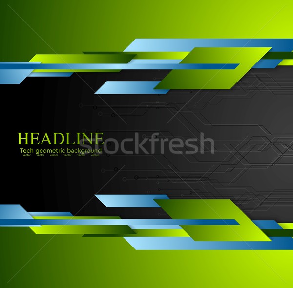 Heldere contrast tech meetkundig ontwerp vector Stockfoto © saicle