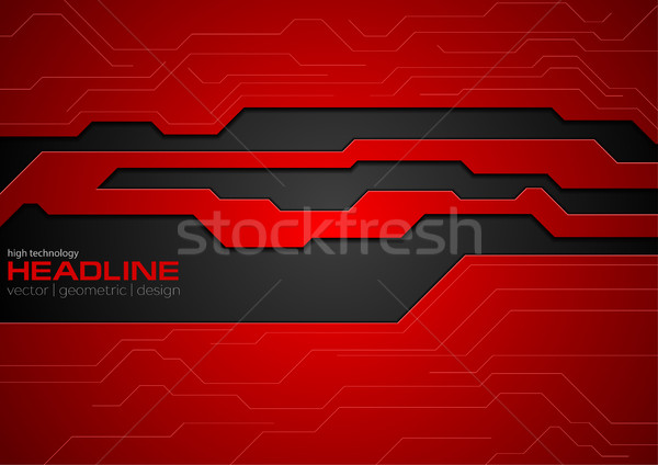 Rouge noir contraste tech entreprise vecteur Photo stock © saicle